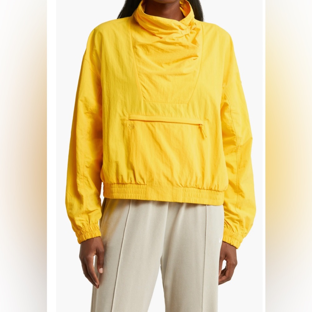 New! Nike Oversize Cowl Neck Nylon Pullover Jacket large tall yellow